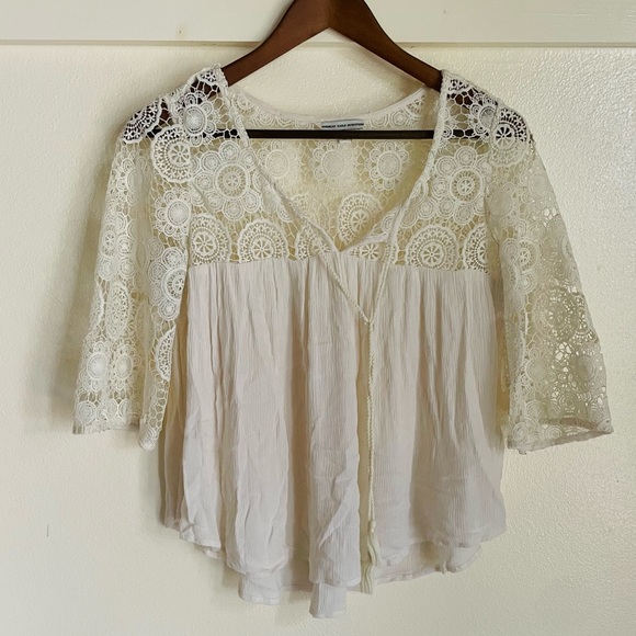 American Eagle M White Lace Boho Top - Picture 2 of 10